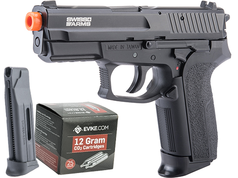 Cybergun Swiss Arms Licensed SP2022 Full Metal High Power CO2 Airsoft Gas Pistol (Package: Reload Package)