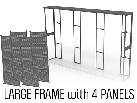 EMG Battle Wall System Weapon Display & Storage Solution Modular Sliding Wall Rack (Model: Complete Large Frame w/ 4x Panels)