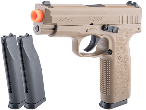 Cybergun KAHR ARMS Licensed TP45 Full Size Airsoft Pistol (Color: Tan / Add 2x Spare Magazines)