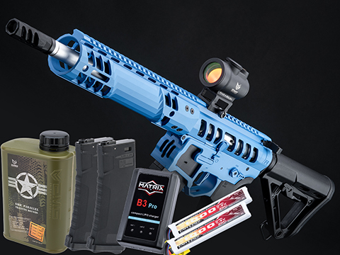 EMG F-1 Firearms UDR-15 Skeletonized AR-15 eSilverEdge Airsoft AEG Rifle w/ C7M M-LOK Handguard (Color: Blue / SBR / Tactical Package)