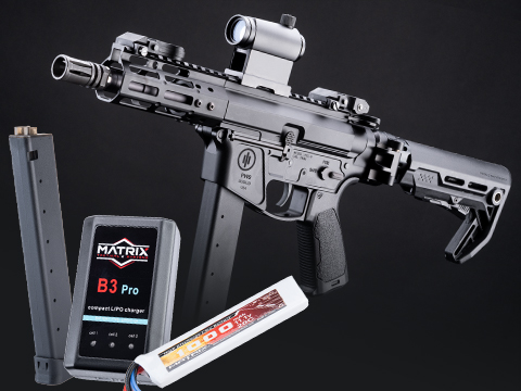 EMG Strike Industries x PWS Licensed 9mm Pistol Caliber Carbine AEG (Model: 5 M-LOK Rail / Folding Stock / 350 FPS / Go Airsoft Package)