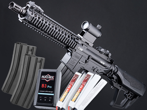 EMG / Daniel Defense Licensed DDMK18 Airsoft EBB AEG Rifle w/ S3 Electronic Trigger by ICS (Model: Black / 350 FPS / Go Airsoft Package)