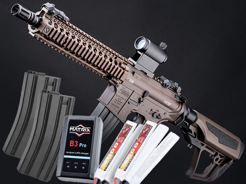 EMG / Daniel Defense Licensed DDMK18 Airsoft EBB AEG Rifle w/ S3 Electronic Trigger by ICS (Model: Dark Earth / 400 FPS / Go Airsoft Package)