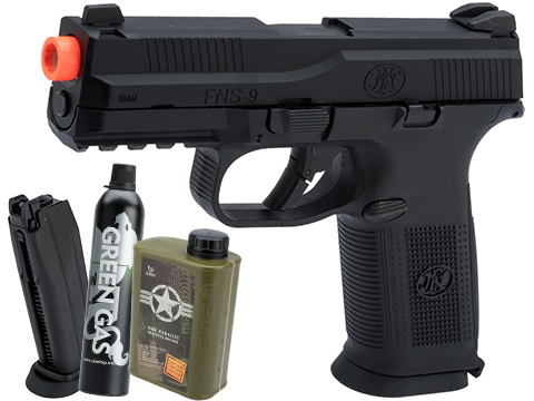Cybergun FN Herstal Licensed FNS-9 Gas Blowback Airsoft Pistol by VFC (Color: Black / Essentials Package)