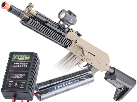 CYMA Full Metal AK74 Tactical Airsoft AEG Rifle w/ Reinforced Gearbox (Color: Tan / Add 9.6v NiMH Battery + Charger)