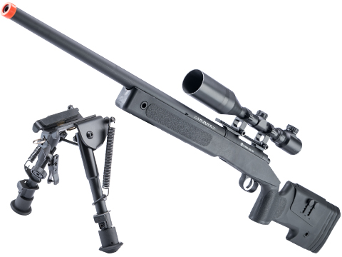 Cybergun FN Herstal Licensed SPR A2 High Power Airsoft Sniper Rifle (Color: Black / The Hunter's Package)