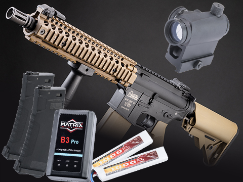 EMG Helios Daniel Defense Licensed MK18 Airsoft AEG Rifle by Specna Arms (Model: CORE Series / Black & Tan / Go Airsoft Package)