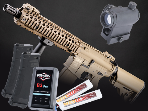 EMG Helios Daniel Defense Licensed MK18 Airsoft AEG Rifle by Specna Arms (Model: CORE Series / Tan / Go Airsoft Package)