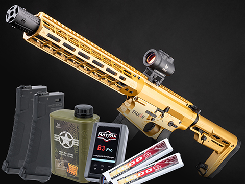 EMG Falkor Blitz SBR Training Weapon M4 Airsoft AEG Rifle w/ Edge II Gearbox (Color: Gold / Tactical Package)