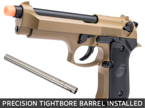 WE-Tech Full Metal M9 Heavy Weight Airsoft GBB Professional Training Pistol (Color: Tan / Add Precision Barrel)
