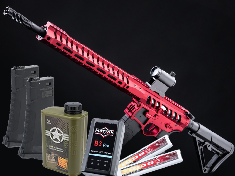 EMG F1 UDR-15 AR15 Edge II Full Metal Airsoft AEG Training Rifle w/ Kestrel V2 MOSFET (Model: Red / RS3 Stock / 400 FPS / Tactical Package)