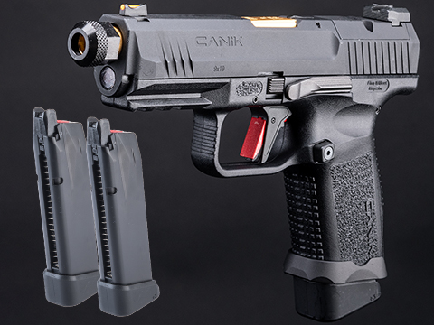 Canik x Salient Arms TP9 Elite Combat Airsoft Training Pistol Licensed by Cybergun / EMG (Color: Black & Gold / Reload Package)