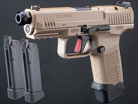 Canik x Salient Arms TP9 Elite Combat Airsoft Training Pistol Licensed by Cybergun / EMG (Color: Tan / Reload Package)