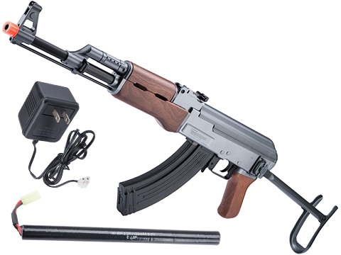 CYMA Sport AK47 Airsoft AEG Rifle (Model: Faux Wood - Underfolding Stock / Add 9.6v NiMH Battery + Charger)
