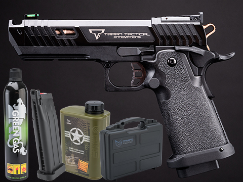 EMG x Taran Tactical Innovations JW4 2011 Pit Viper Airsoft Training Pistol (Model: Steel / Green Gas / Essentials Package)