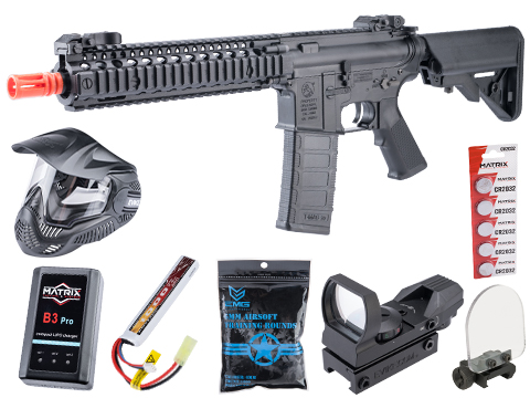 Starter Bundle - Daniel Defense MK18 Airsoft AEG Rifle (Color: Black)