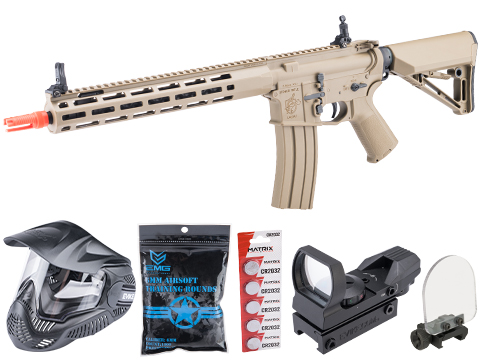 Starter Bundle - EMG x Knight's Armament Company KS-1 Airsoft AEG Rifle (Color: Tan)