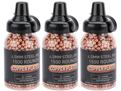Big Bang Airgun 4.5mm / .177 cal Steel BB - Bottle (Type: Copper Plated / 1500rd - 3 Pack)