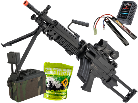 Cybergun FN Licensed M249 MINIMI Featherweight Airsoft Machine Gun (Model: Para / 400 FPS / Support Package)