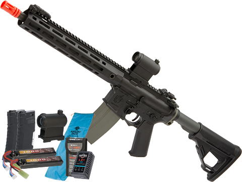 EMG Helios Knight's Armament Licensed SR-16E Mod2 MLOK Airsoft AEG Rifle (Model: Carbine / Black / Go Airsoft Package)