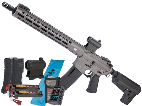 EMG / KRYTAC / BARRETT Firearms REC7 DI AR15 AEG Training Rifle (Color: Tungsten / Carbine / 350 FPS / Go Airsoft Package)