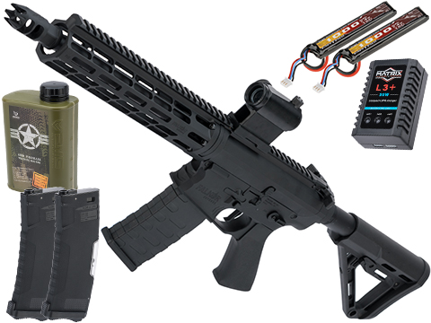EMG Falkor Blitz Compact M4 w/ eSilverEdge Gearbox Airsoft AEG Training Rifle (Color: Black / RS3 Stock 350 FPS / Tactical Package)
