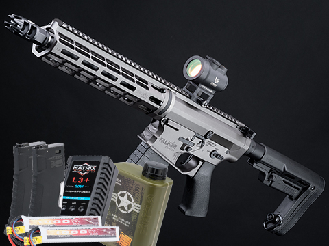 EMG Falkor Blitz Compact M4 w/ eSilverEdge Gearbox Airsoft AEG Training Rifle (Color: Falkor Grey / RS2 Stock / Tactical Package)