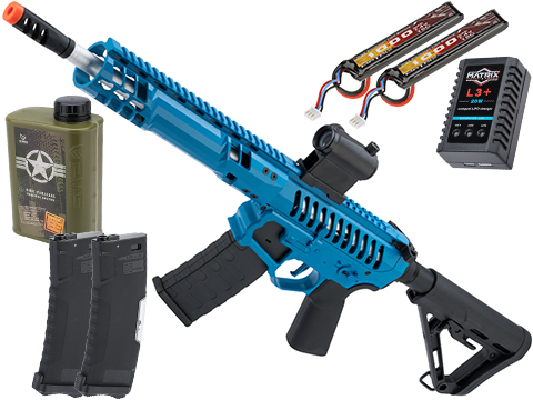 EMG F-1 Firearms SBR Airsoft AEG Training Rifle w/ eSE Electronic Trigger (Model: Blue / RS-3 350 FPS / Tactical Package)