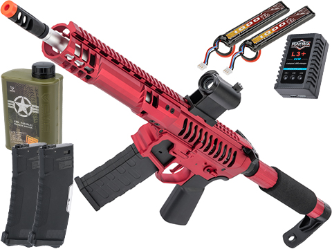 EMG F-1 Firearms SBR Airsoft AEG Training Rifle w/ eSE Electronic Trigger (Model: Red / Tron 350 FPS / Tactical Package)