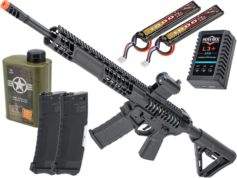 EMG F-1 Firearms BDR-15 3G AR15 2.0 eSilverEdge Full Metal Airsoft AEG Training Rifle (Model: Black / RS3 400 FPS / Tactical Package)
