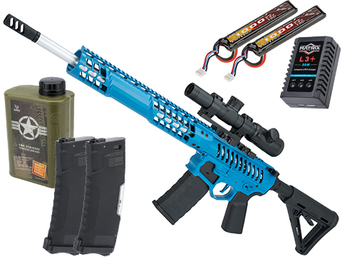 EMG F-1 Firearms BDR-15 3G AR15 2.0 eSilverEdge Full Metal Airsoft AEG Training Rifle (Model: Blue / Magpul 400 FPS / Tactical Package)