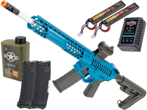 EMG F-1 Firearms BDR-15 3G AR15 2.0 eSilverEdge Full Metal Airsoft AEG Training Rifle (Model: Blue / RS2 Stock 350 FPS / Tactical Package)