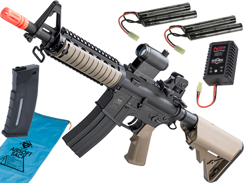 Matrix Full Size M4 BAMF Airsoft AEG w/ Metal Gearbox (Model: M4 CQB RIS / Tan / 350 FPS / Go Airsoft Package)