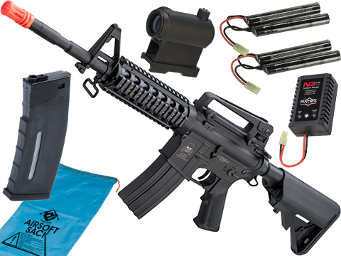 Matrix Full Size M4 BAMF Airsoft AEG w/ Metal Gearbox (Model: M4A1 RIS / Black / 300 FPS / Go Airsoft Package)