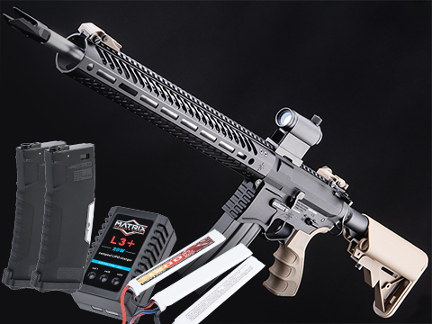 EMG Seekins Precision Licensed AR-15 SP223 Advanced Airsoft M4 AEG Rifle w/ G2 Gearbox (Color: Desert / Marksman's Go Airsoft Package)