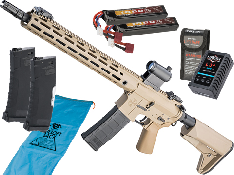 EMG Umbrella Corporation Weapons Research Group Licensed M4 M-LOK Airsoft AEG Rifle (Color: Tan / Rifle / Go Airsoft Package)