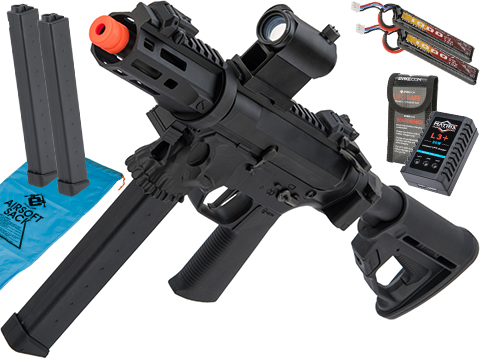 EMG / Sharps Bros Licensed Jack9 Metal Receiver Advanced EFCS Pistol Caliber Carbine Airsoft AEG (Model: M-LOK PDW / Black / Go Airsoft Package)