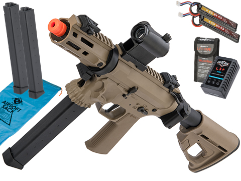 EMG / Sharps Bros Licensed Jack9 Metal Receiver Advanced EFCS Pistol Caliber Carbine Airsoft AEG (Model: M-LOK PDW / Dark Earth / Go Airsoft Package)