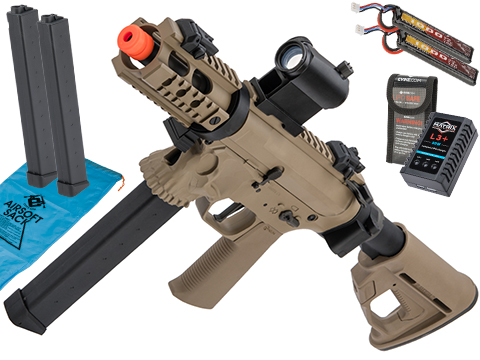 EMG / Sharps Bros Licensed Jack9 Metal Receiver Advanced EFCS Pistol Caliber Carbine Airsoft AEG (Model: Picatinny PDW / Dark Earth / Go Airsoft Package)