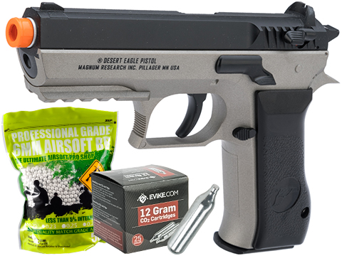 Magnum Research Jericho 941 Baby Desert Eagle Airsoft CO2 Pistol by Cybergun (Color: Black & Grey / Starter Package)