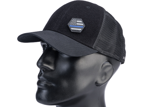 Evike.com Patch Panel Mesh Adjustable Tactical Ball Cap (Color: Black / Thin Blue Line Patch Package)