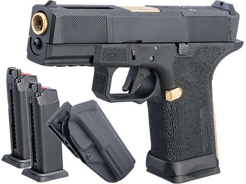 EMG SAI BLU Compact w/ EMG Tier One Utility RMR-Cut Slide GBB Airsoft Pistol (Color: Gold / Carry Package)