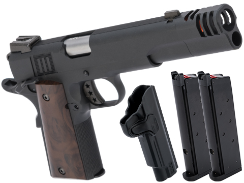 AW Custom NE31 Hitman Series 1911 Gas Blowback Pistol w/ Muzzle Compensator (Color: Black / Carry Package)