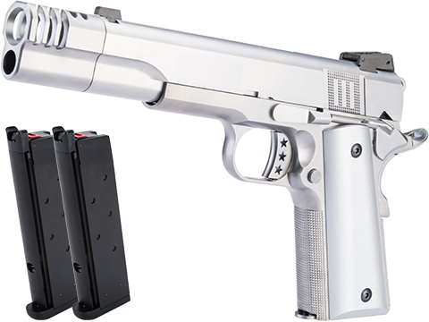 AW Custom NE31 Hitman Series 1911 Gas Blowback Pistol w/ Muzzle Compensator (Color: Silver / Reload Package)