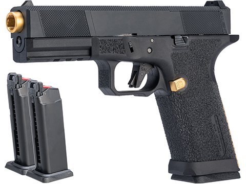 EMG SAI BLU w/ EMG Tier One Utility RMR-Cut Slide GBB Airsoft Pistol (Color: Gold / Reload Package)