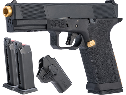 EMG SAI BLU w/ EMG Tier One Utility RMR-Cut Slide GBB Airsoft Pistol (Color: Gold / Carry Package)