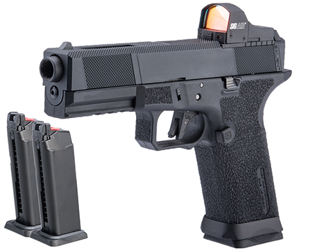 EMG SAI BLU w/ EMG Tier One Utility RMR-Cut Slide GBB Airsoft Pistol (Color: Blackout / Competition Package)
