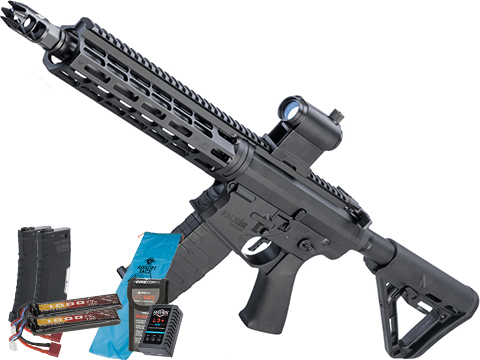 EMG Falkor Phantom AR-15 w/ Double-Jacketed Barrel & eSilverEdge Gearbox M4 Airsoft AEG (Color: Black Barrel / RS-3 Stock / Go Airsoft Package)