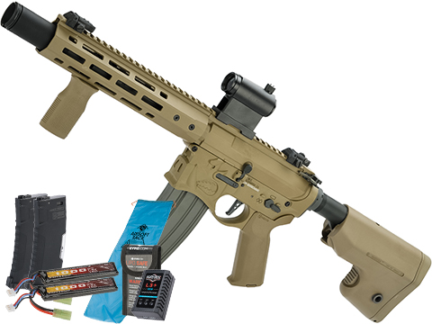 EMG / Sharps Bros Warthog Licensed Full Metal Advanced M4  Airsoft AEG Rifle (Color: Tan / 10 SBR / 350 FPS / Go Airsoft Package)