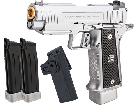 EMG / Salient Arms International 2011 4.3 DS Full Auto Select Fire GBB Pistol (Color: Silver / CO2 / Carry Package)